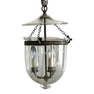 Vintage Regency Etched Bell Jar Lantern For Sale