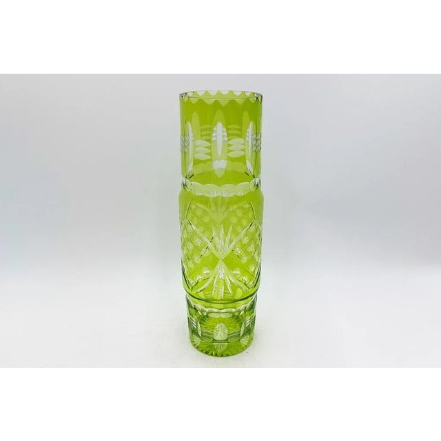Glass Yellow Crystal Vase, Poland, 1960s For Sale - Image 7 of 7