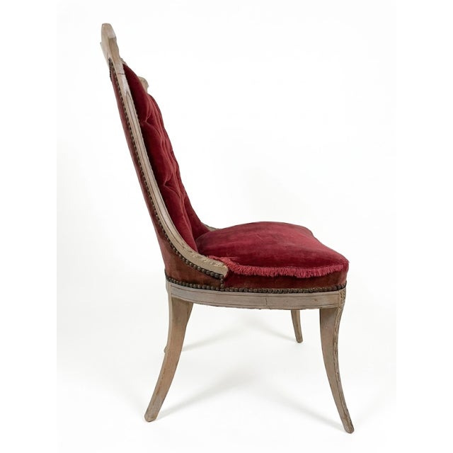 1920s Pair of French Regency Revival Slipper Chairs, Double-Pierced Crest, C. 1920-1940 For Sale - Image 5 of 11