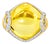 14K Yellow Gold Diamond Cabochon Lemon Quartz Ring Estate Gemstone For Sale