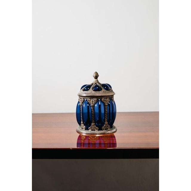 1950s Large Royal Sheffield Collection Blue Service Jar, 1950s For Sale - Image 5 of 15