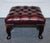 Vintage Burgundy Leather Chesterfield Queen Anne Legs Ottoman For Sale - Image 11 of 13