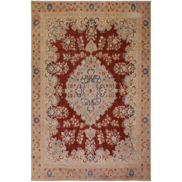 Brown 1990s Shabby Chic Vintage Wool Rug - 10'3" X 13'7" For Sale - Image 8 of 8