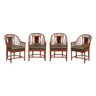 Vintage Set of Four Faux Bamboo Brighton Pavillion Style Chairs by Maitland Smith For Sale