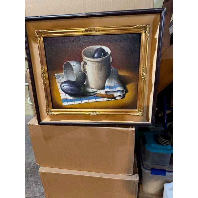 1970s Still Life With Eggplants by Vincenzo Errichiello For Sale - Image 12 of 16