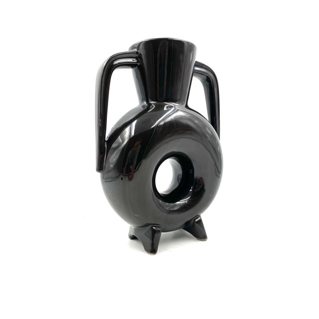 Organic Modern Black Ceramic Vase, France 1970s For Sale - Image 12 of 13