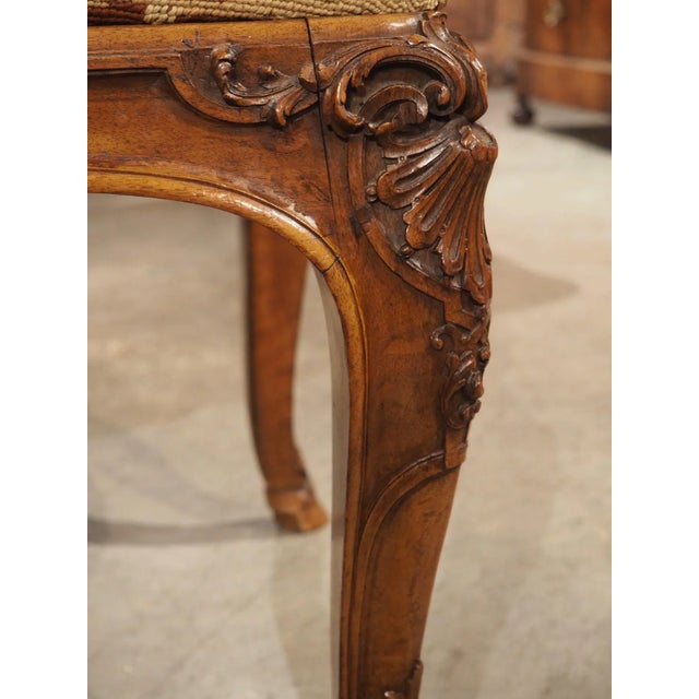 French 19th Century Regence Tabouret in Carved Walnut by A. Dubois, Le Mans, France For Sale - Image 3 of 12