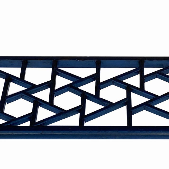 Chinese Distressed Blue Lacquer Apron Curve Legs Console Side Altar Table For Sale - Image 9 of 9