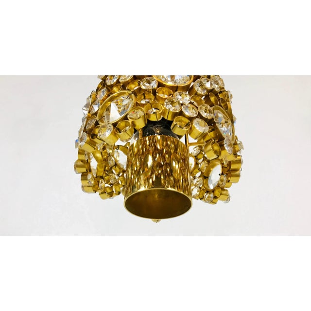 German Gilt Brass and Crystal Glass Chandelier from Palwa, 1970s For Sale - Image 14 of 16