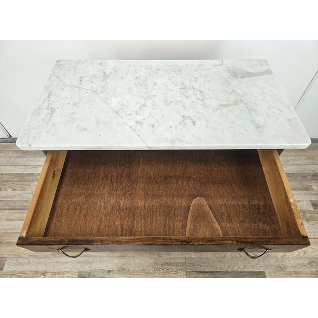 Art Deco Dressing Table in Mahogany Burl with White Marble Top, 1950 For Sale - Image 10 of 18