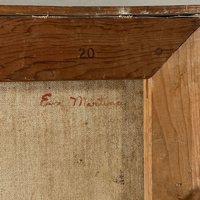 Wood Eva Martino (American, B. 1929) - Expressionist Interior Portrait With Giovanni Martino, Signed (Ca. 1960, Oil on Canvas) For Sale - Image 7 of 8