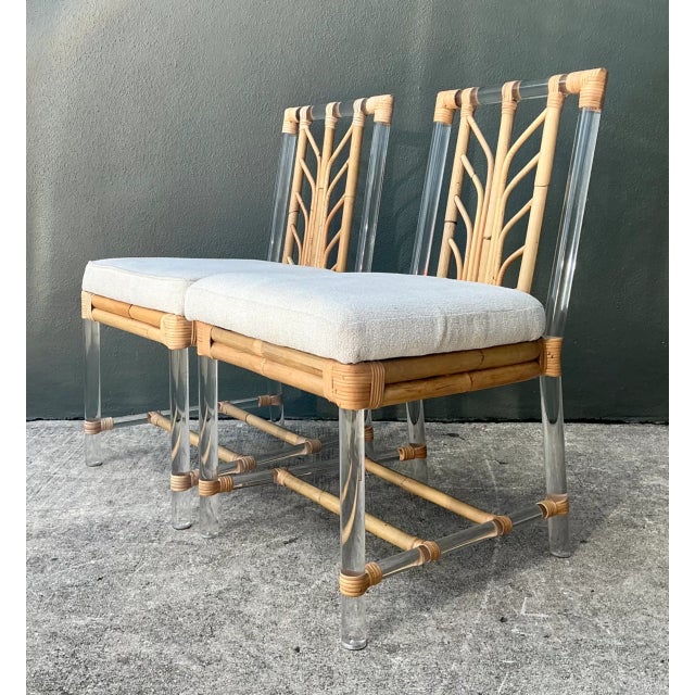 Selamat Rattan and Lucite Side Chairs - Pair For Sale In West Palm - Image 6 of 12