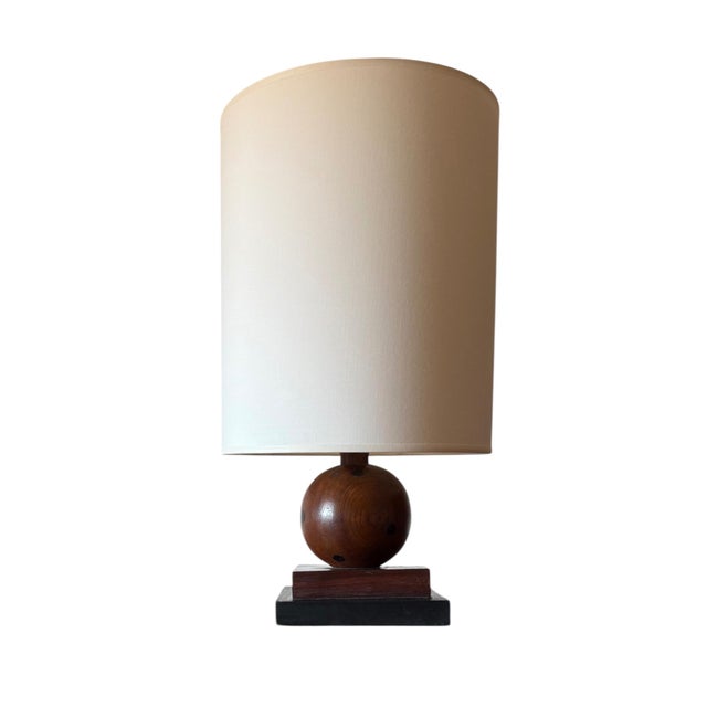 Vintage French Art Deco Wood Table Lamp, 1930s For Sale - Image 12 of 12