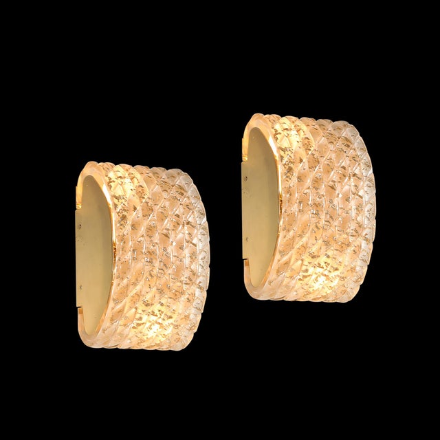 2020s Pair of Modernist Hand-Blown Murano Braided Motif Glass Sconces W/ 24 Karat Gold For Sale - Image 5 of 18