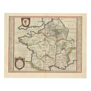 Antique Map of Caesar's Gallia Ancient France from Blaeu, 1642 For Sale