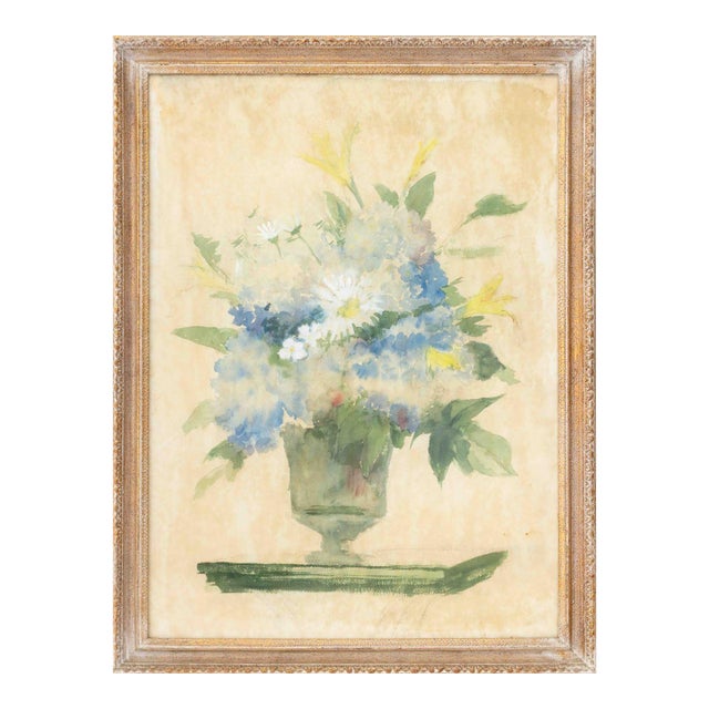 Bouquet of Flowers Mixed Media on Paper, 20th C. For Sale