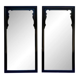 Mid Century Chinoiserie Black Lacquer Mirrors by Raymond Sobota for Century Furniture Chin Hua Collection - A Pair For Sale