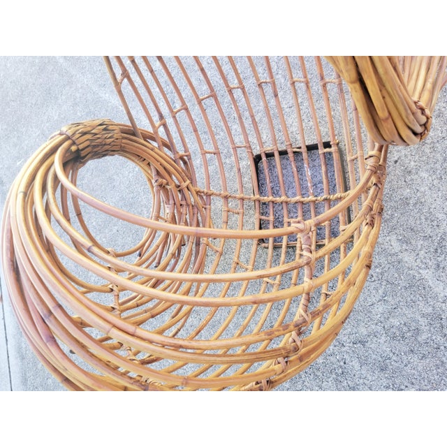 Wood Vintage Large Organic Vortex Mid Century Modern Japanese Bent Rattan Sculptural Table Room Decor Art For Sale - Image 7 of 7