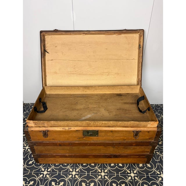 Antique Wooden Steamer Trunk, 1890s For Sale - Image 13 of 15