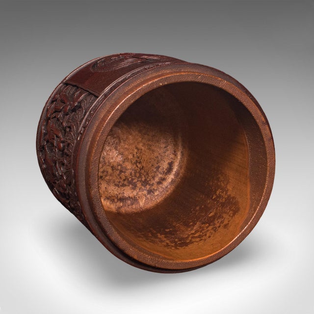 Wood Antique Handmade Spice Pot, Oriental, Carved Bamboo, Treen, Kitchen, Art Deco For Sale - Image 7 of 12