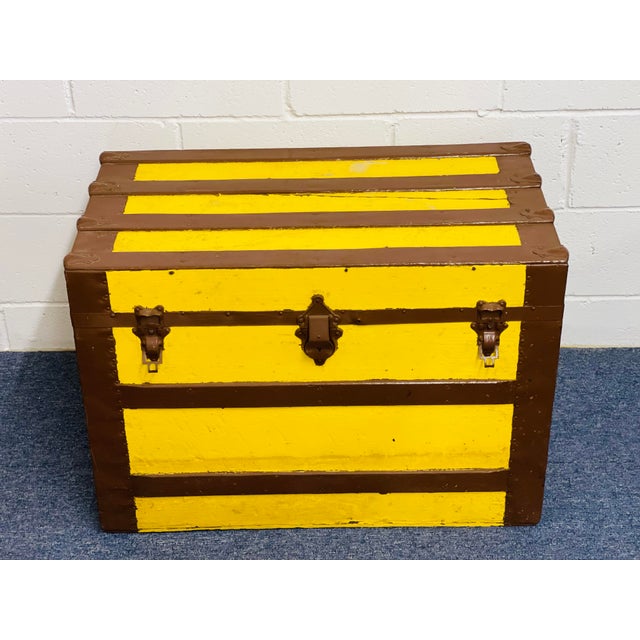 Beautiful Antique early 1900’s Wood Steamer Trunk or Chest. All original hardware present and has original wheels on...