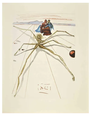 Salvador Dali, Aracne, Woodcut, 1963