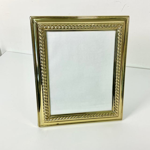 Art Deco 1980s Vintage Hollywood Regency Art Deco Lacquered Brass Tabletop Picture Frame, 8 X 10 For Sale - Image 3 of 10