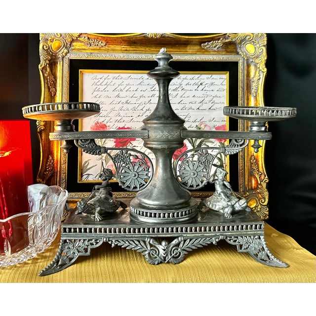 Antique Pairpoint "Sweet Meat" Serving Cherub Silver Plated For Sale In Phoenix - Image 6 of 11