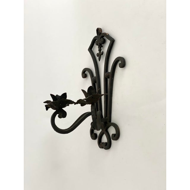 Vintage Black Wrought Iron Candle Sconce Chairish