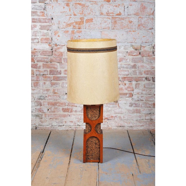 Wood Art Deco Floor Lamp in Oak and Cork, Czech, 1920s For Sale - Image 7 of 10