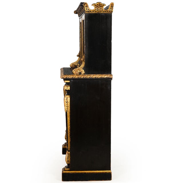 Wood Regency Period Black and Gilt Painted Bookcase Cabinet, 19th Century For Sale - Image 7 of 18