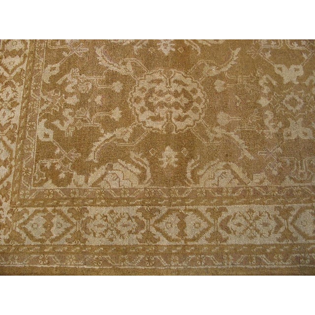 1900s Tan Camel Rustic Geometric Antique Indian Agra Rug 9'x 11' 8" Handknotted Wool Carpet For Sale - Image 4 of 6