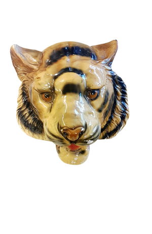 Gothic Style Tiger Head Mount Wall Hanging, 1930s
