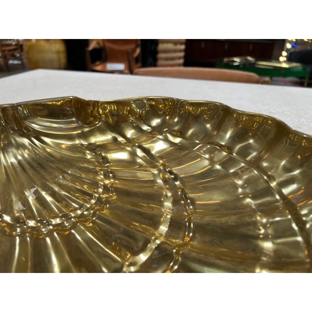 Mid-Century Modern Italian Decorative Brass Shell 1980s For Sale - Image 3 of 5