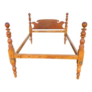 Antique Mid 19th Century Maple 4 Poster Cannonball Bed For Sale