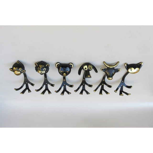 Mid-Century Modern Black Brass Animal Cloakroom Hook by Walter Bosse, 1950s, Set of 12 For Sale - Image 3 of 18