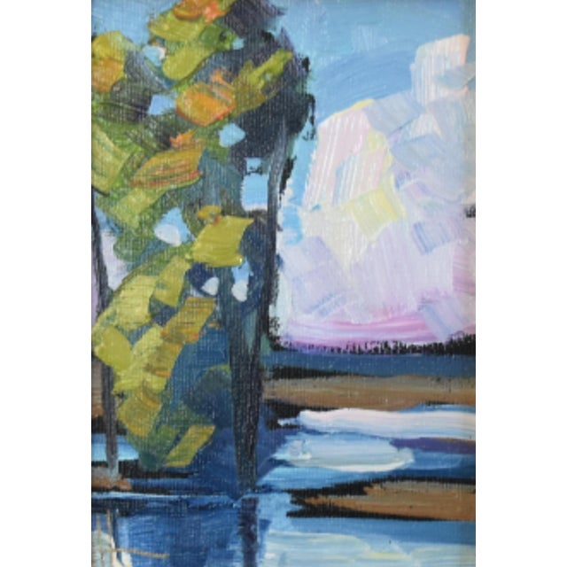 Farmhouse William Hawkins River Landscape Painting Including the Antiqued Gold Wood Frame For Sale - Image 3 of 5