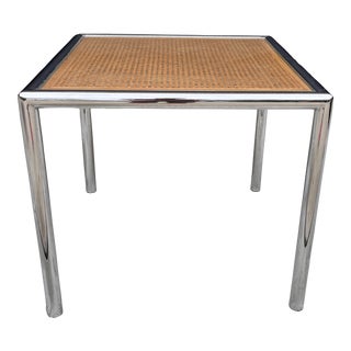 Vintage Milo Baughman for Design Institute Stainless Tubular Cane Table For Sale