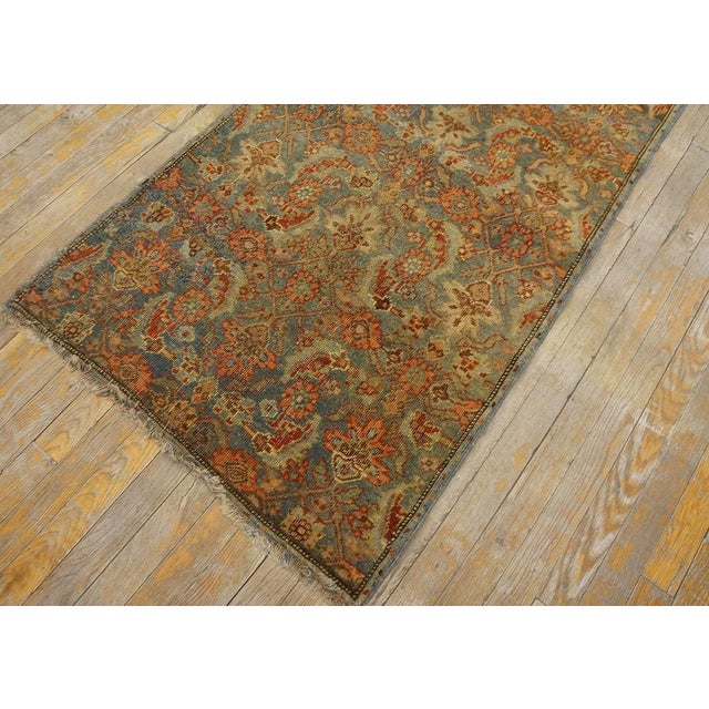 1900s Blue Gray Herati Fish Antique W. Persian Bijar Carpet 2' 8" X 16 Handknotted Wool Runner Rug For Sale - Image 12 of 12