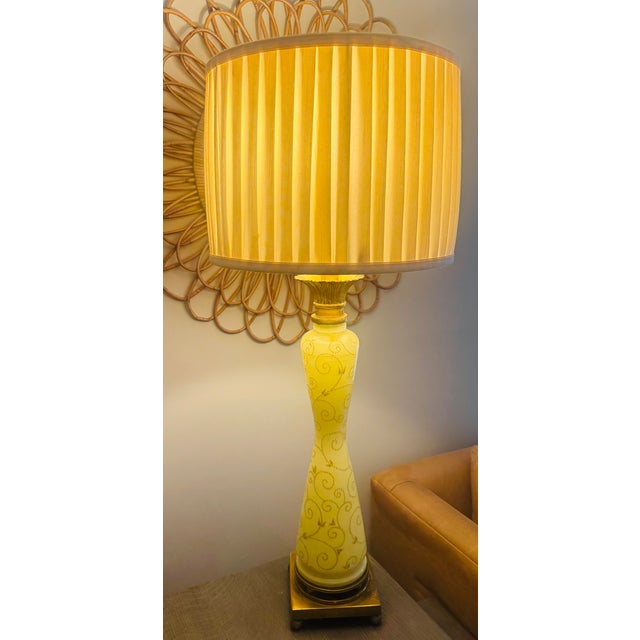 Currey & Company Currey & Company Opaline Murano-Style Art Glass Lamp With Original Shade For Sale - Image 4 of 4