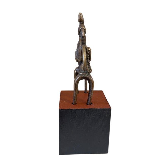 Wood Vintage African Dogon Bronze Horseman Cast Handmade Mali 5.5" H For Sale - Image 7 of 7