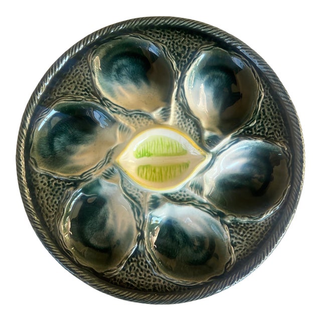 Vintage French Oyster Plate by Saint Clement For Sale