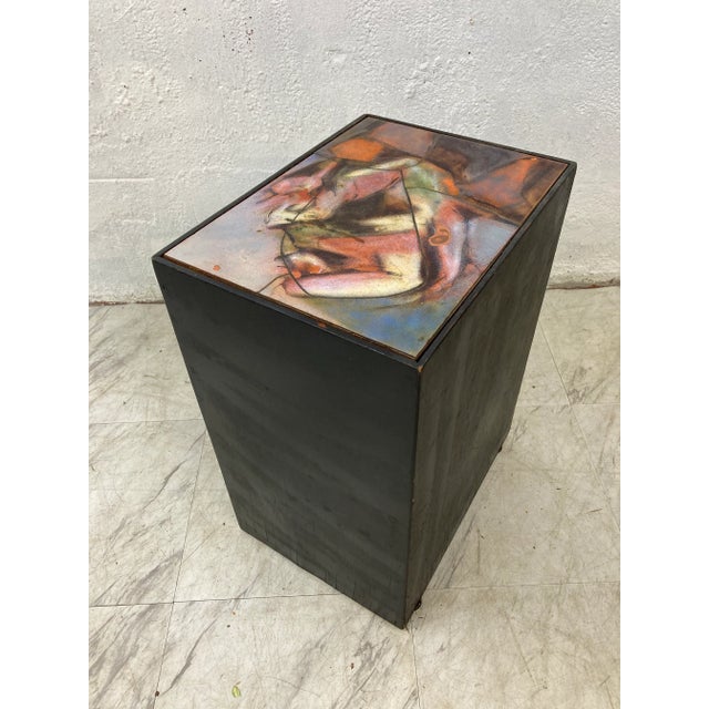 Black Abstract Tile Top Side Table For Sale - Image 8 of 10
