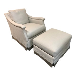 Lee Industries Arm Chair +Ottoman For Sale