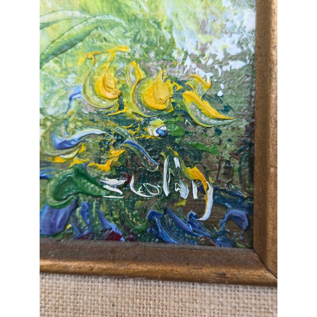 Wood Vintage Impressionist Impasto Floral Oil Painting W/ Gilt Frame For Sale - Image 7 of 10