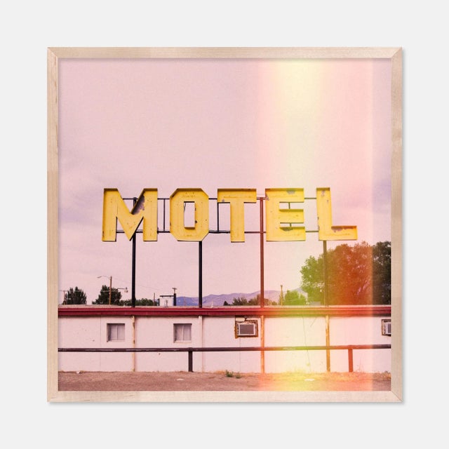 Contemporary Motel by Christine Flynn in Natural Maple Framed Paper, Large Art Print For Sale - Image 3 of 3