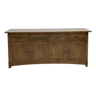 Mission 4 Door 4 Drawer Oak Sideboard - Walnut For Sale