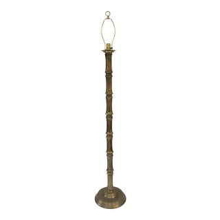 Hollywood Regency Brass Faux Bamboo Floor Lamp For Sale