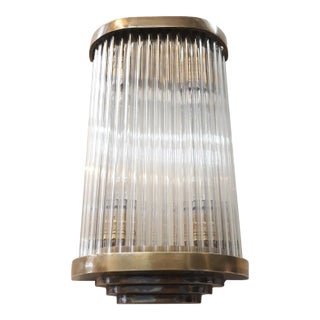 Vintage Art Deco 4 Light Skyscraper Rod Ship Light Wall Sconces Fixture in Brass & Glass For Sale