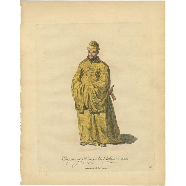 Chinese Emperor in Imperial Robes, Antique Costume Print, Jefferys 1749 This refined engraving shows the Emperor of China...